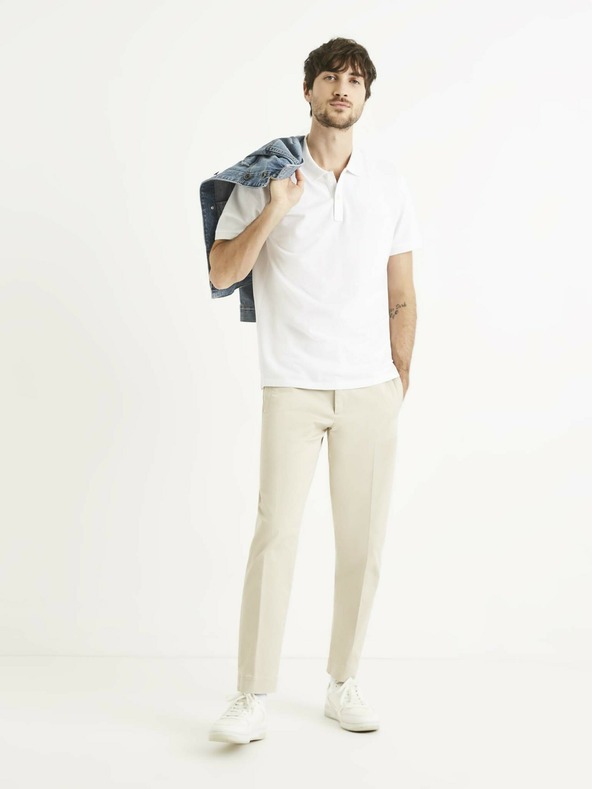 Celio Weißes Herrenpolohemd Celio