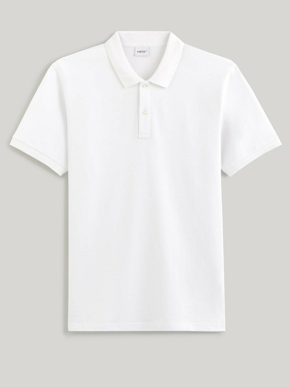 Celio Weißes Herrenpolohemd Celio