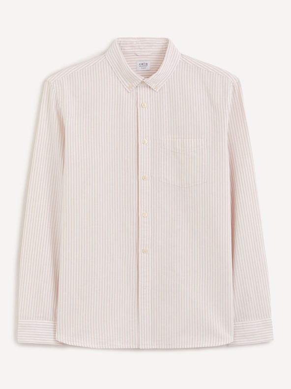 Celio Beigefarbenes normales Oxford-Hemd Celio Caoxfordy