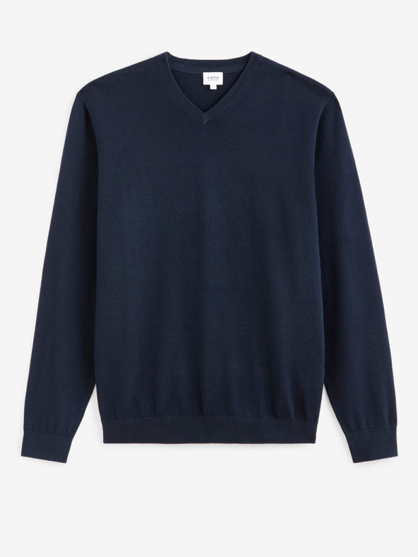 Celio Dunkelblauer Herren-Basic-Pullover Celio Decotonv