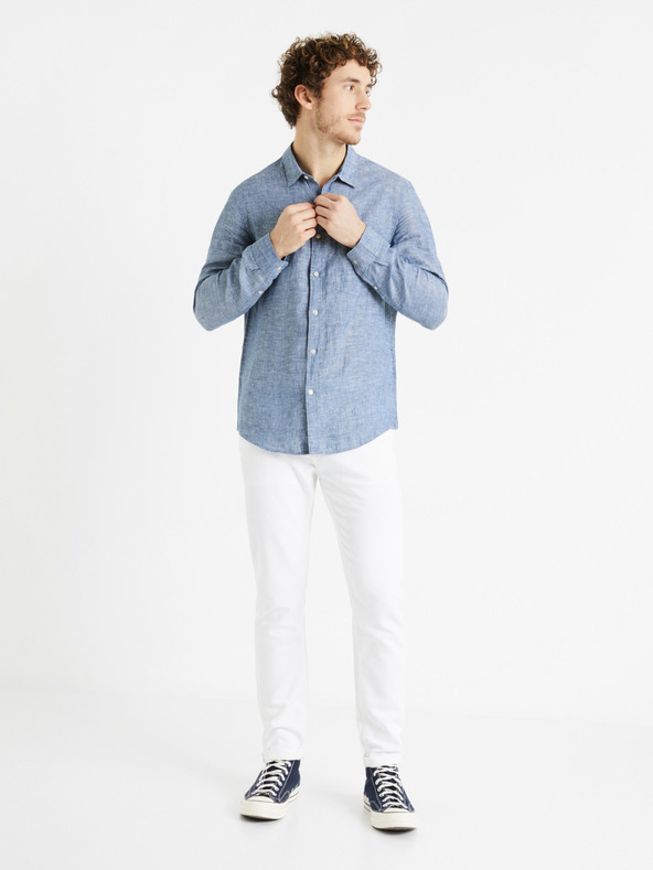 Celio Blaues Herren-Leinenhemd Celio Daflix