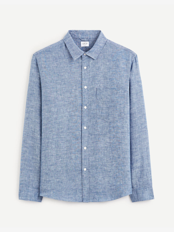 Celio Blaues Herren-Leinenhemd Celio Daflix