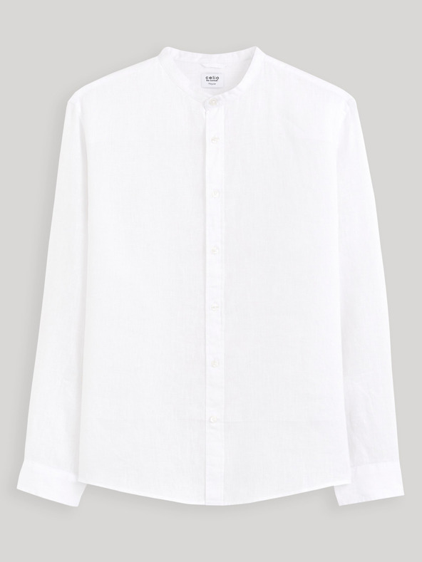 Celio Weißes Herren-Leinenhemd Celio Damaolin