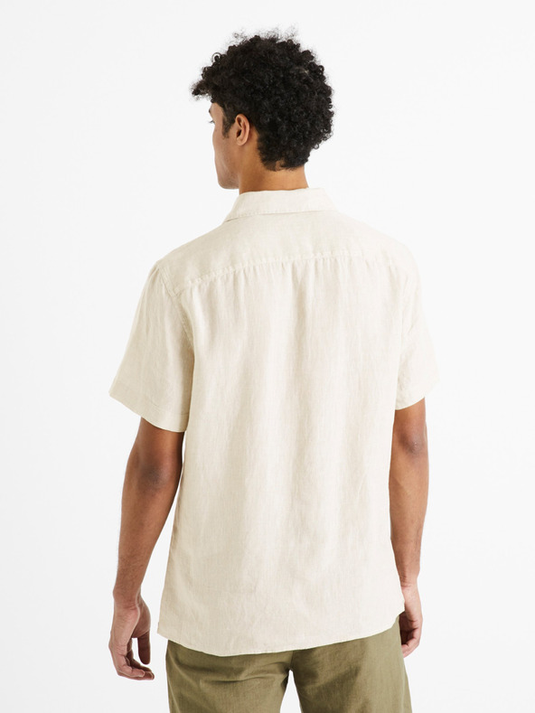 Celio Cremefarbenes Herren-Leinenhemd Celio Damarlin