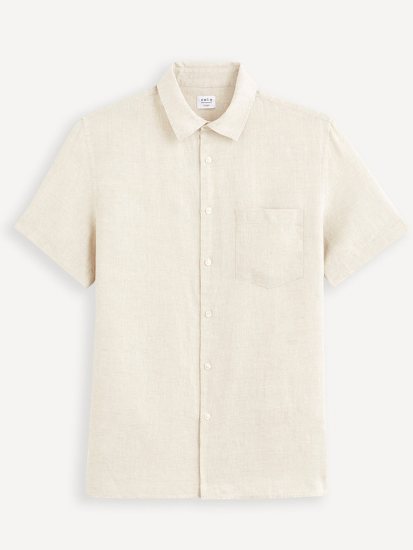 Celio Cremefarbenes Herren-Leinenhemd Celio Damarlin
