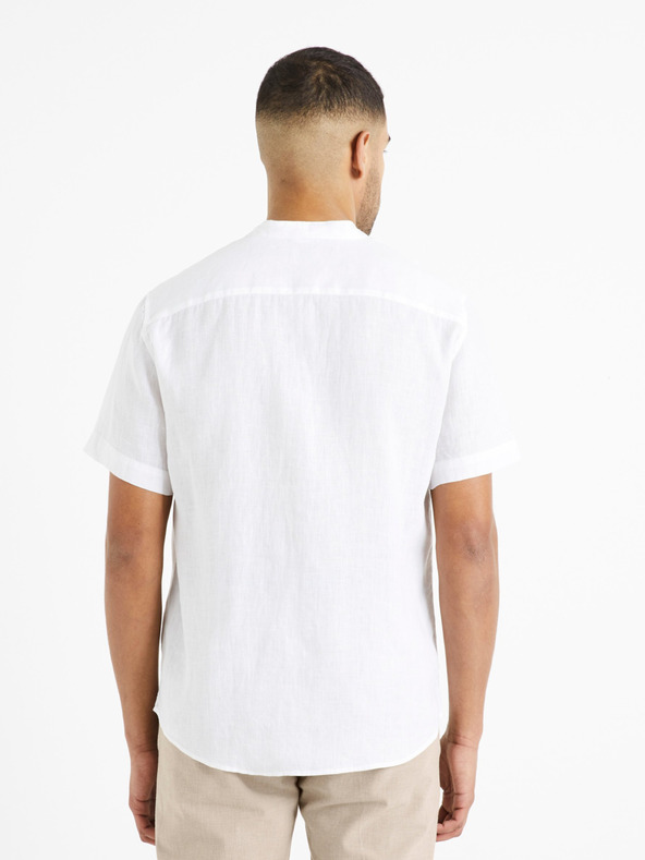 Celio Weißes Herren Leinenhemd Celio Damopoc