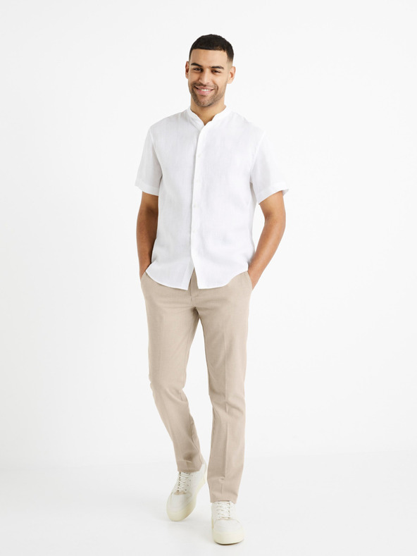 Celio Weißes Herren Leinenhemd Celio Damopoc
