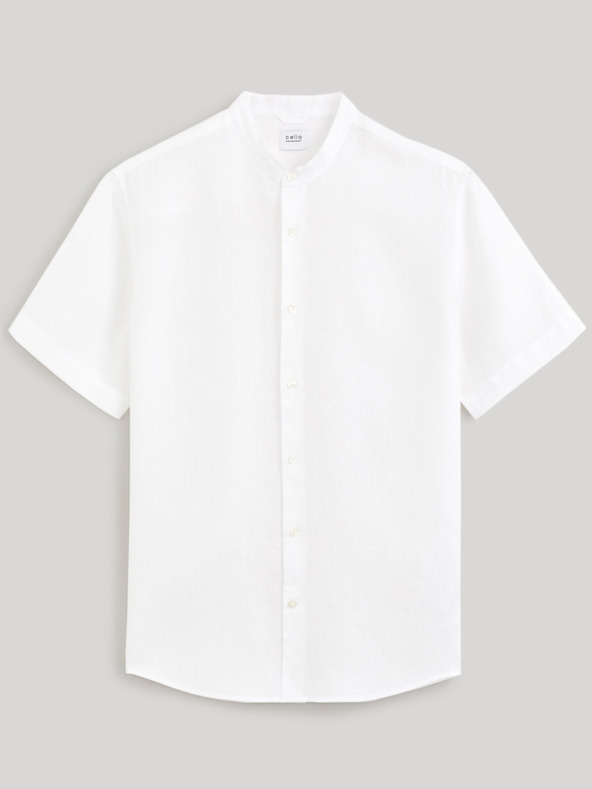 Celio Weißes Herren Leinenhemd Celio Damopoc