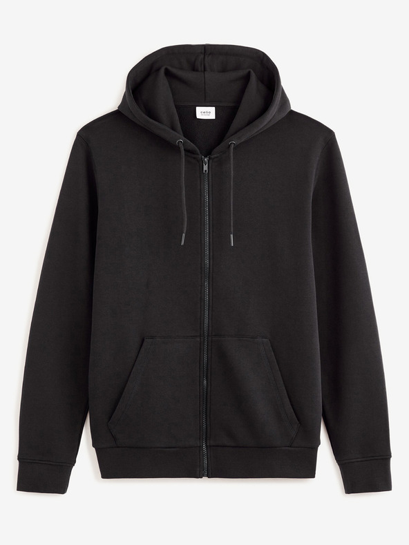 Celio Schwarzer Herren-Basic-Kapuzenpullover Celio Fethree