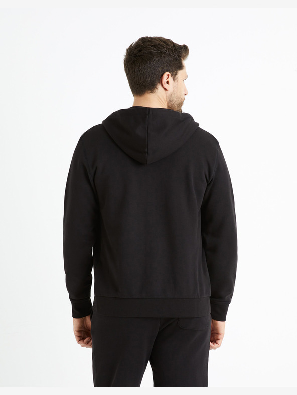 Celio Schwarzer Herren-Basic-Kapuzenpullover Celio Fethree