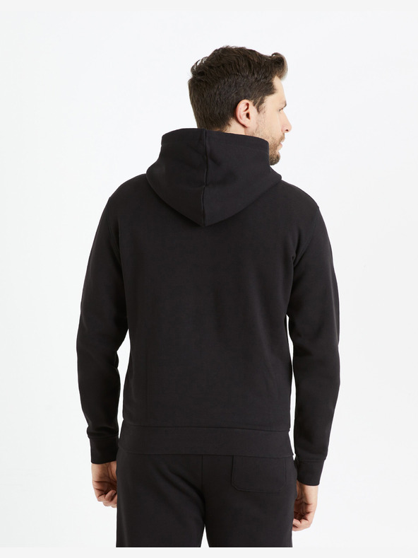 Celio Schwarzer Herren-Kapuzenpullover Celio Fesix