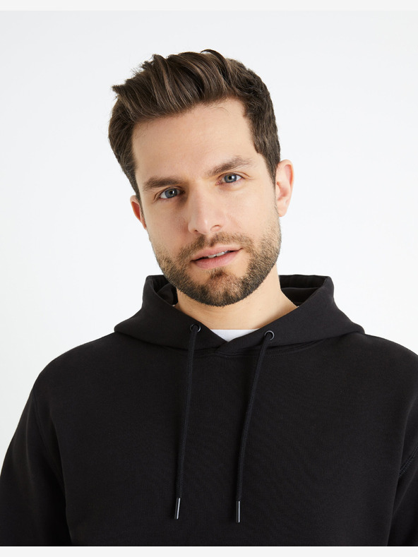 Celio Schwarzer Herren-Kapuzenpullover Celio Fesix