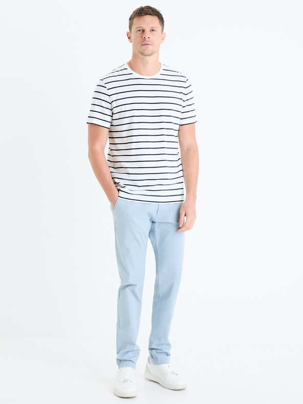 Celio Weißes Herren T-Shirt gestreift Celio Gebaser