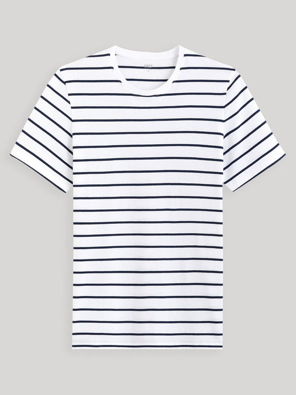 Celio Weißes Herren T-Shirt gestreift Celio Gebaser