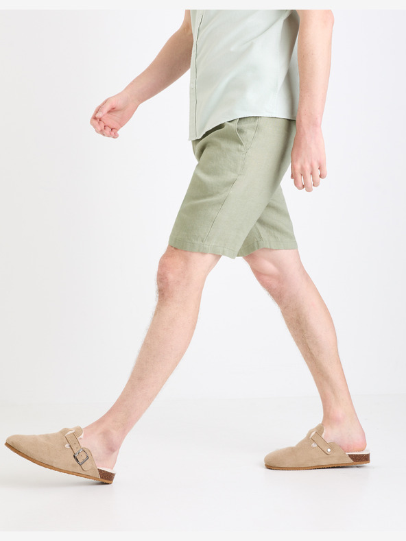Celio Grüne Herren-Leinen-Shorts Celio Dolinusbm