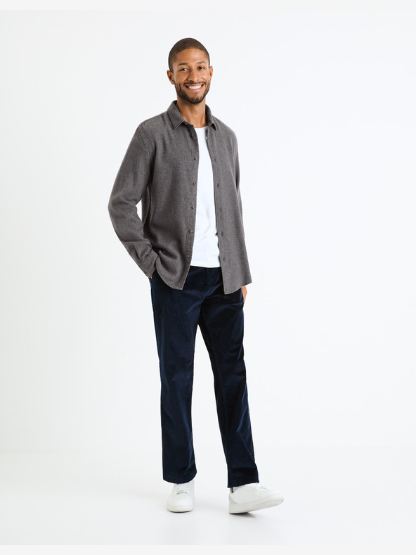 Celio Weißes Herren Langarmhemd Celio Fabeille2 regular