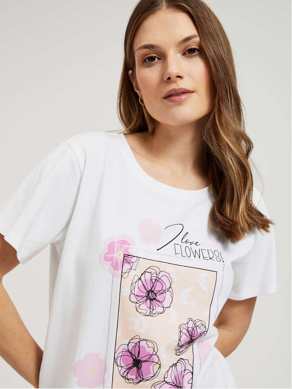 Moodo Damen T-Shirt mit Blumendruck Moodo