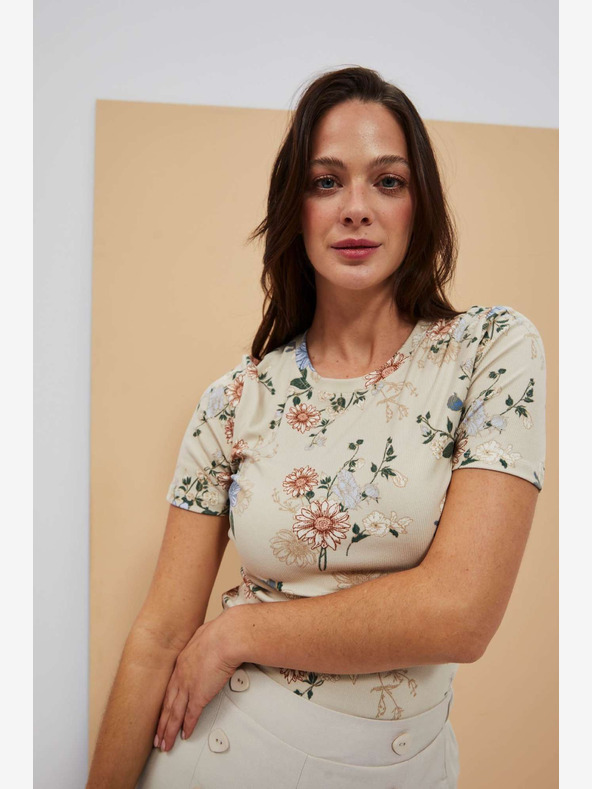 Moodo Beige bedrucktes Hemd Moodo