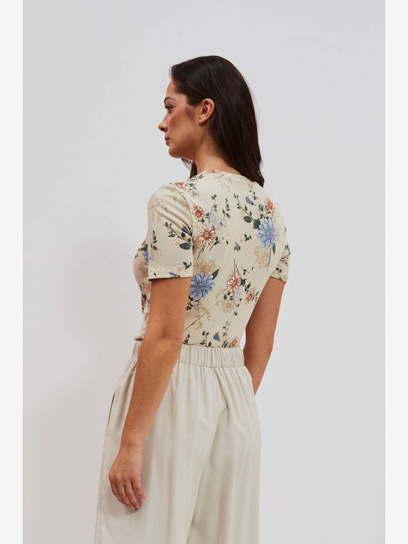 Moodo Beige bedrucktes Hemd Moodo