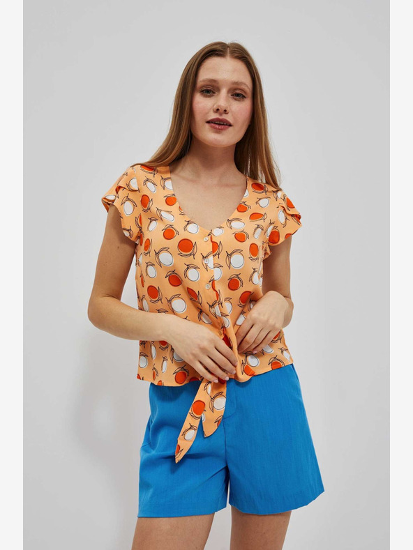 Moodo Orange gemustertes T-Shirt Moodo