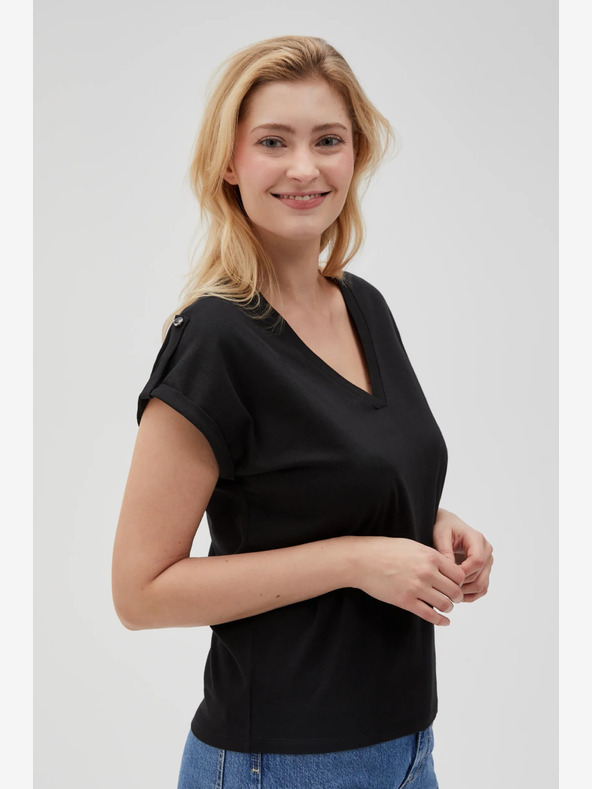 Moodo Schwarzes Damen Long Shirt Moodo