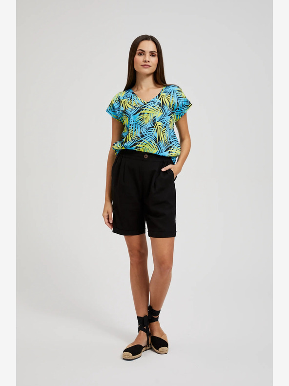 Moodo Türkisfarbenes gemustertes T-Shirt Moodo