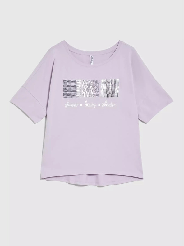 Moodo Hellviolettes Pailletten-T-Shirt Moodo