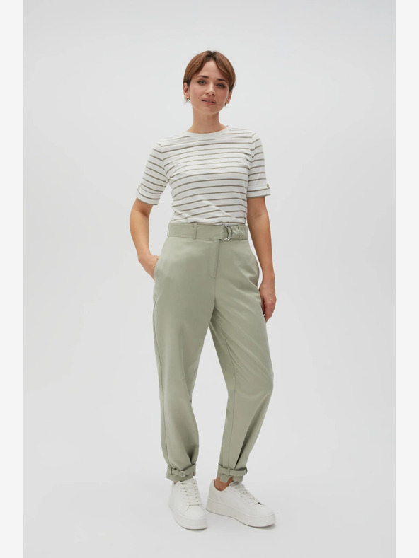 Moodo Grün-weiß gestreiftes Damen-Shirt Moodo