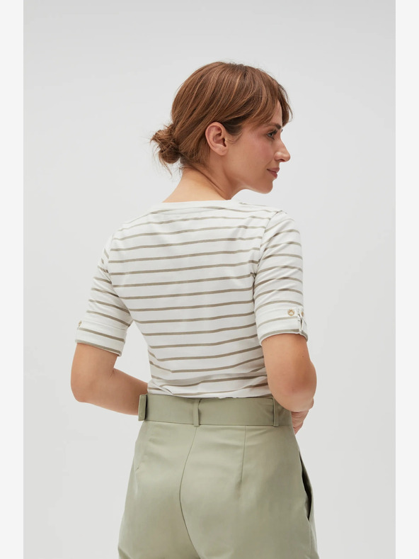 Moodo Grün-weiß gestreiftes Damen-Shirt Moodo