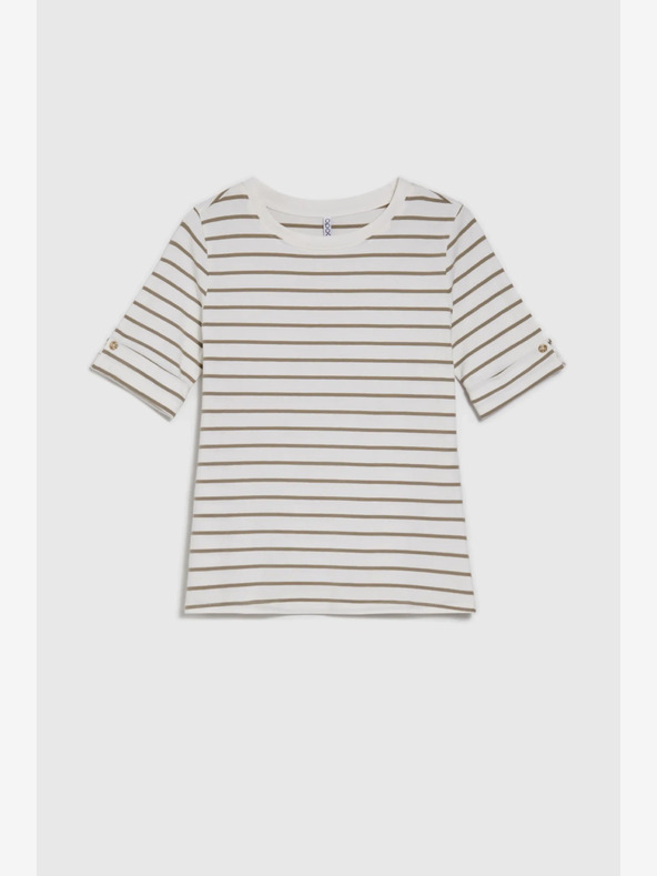 Moodo Grün-weiß gestreiftes Damen-Shirt Moodo