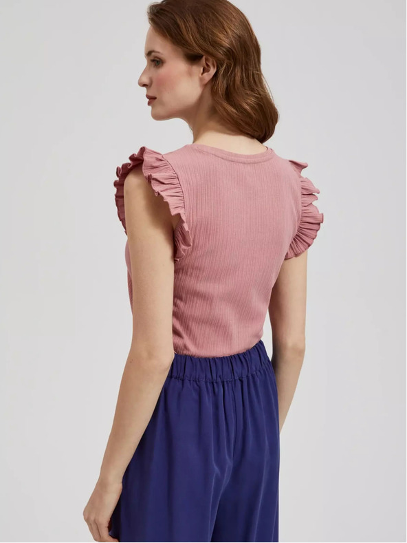 Moodo Altrosa Hemd mit Rüschen an den Schultern Moodo