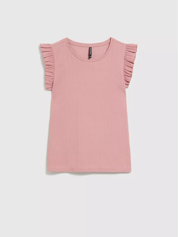 Moodo Altrosa Hemd mit Rüschen an den Schultern Moodo