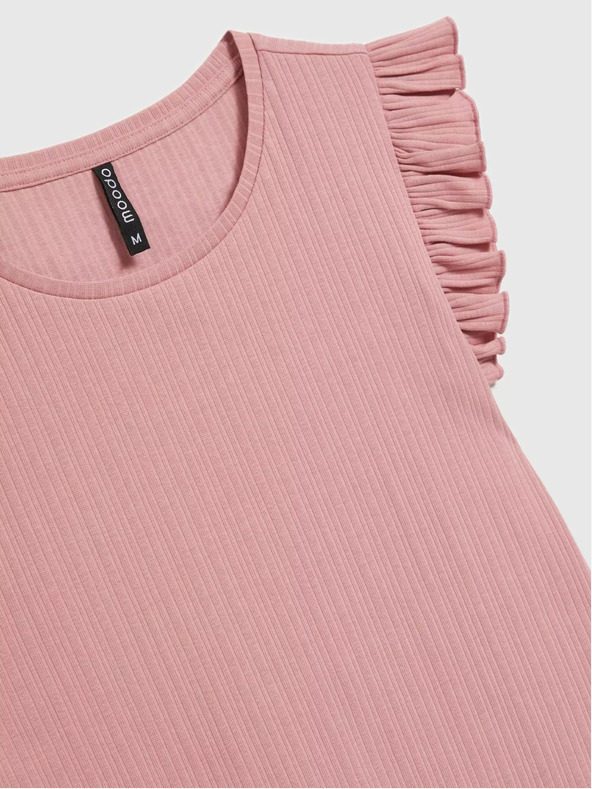 Moodo Altrosa Hemd mit Rüschen an den Schultern Moodo