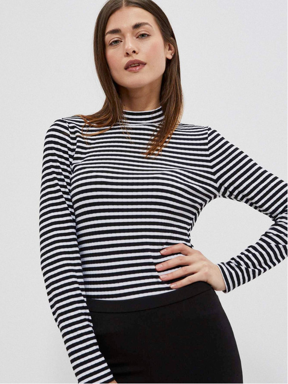 Moodo Weiß-schwarz gestreiftes Damen-Shirt Moodo