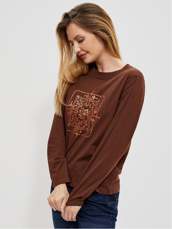 Moodo Langärmelige Bluse mit Metallic-Print
