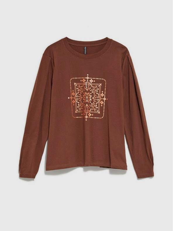 Moodo Langärmelige Bluse mit Metallic-Print