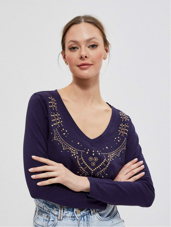 Moodo Dunkelblaues Damen T-Shirt Moodo