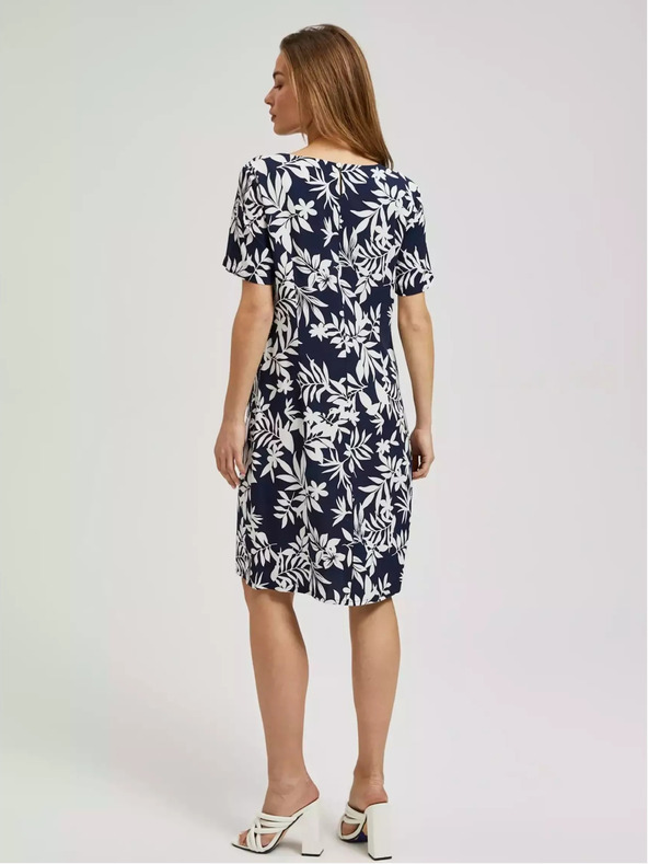 Moodo Dunkelblaues Kleid mit floralem Muster Moodo