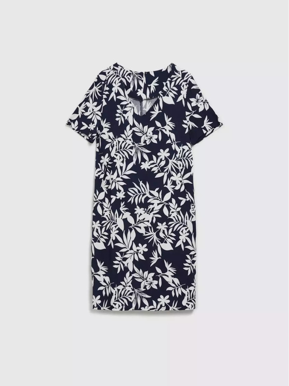 Moodo Dunkelblaues Kleid mit floralem Muster Moodo