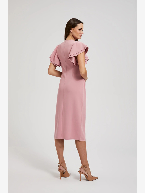 Moodo Rosa Kleid mit Rüschen an den Ärmeln Moodo