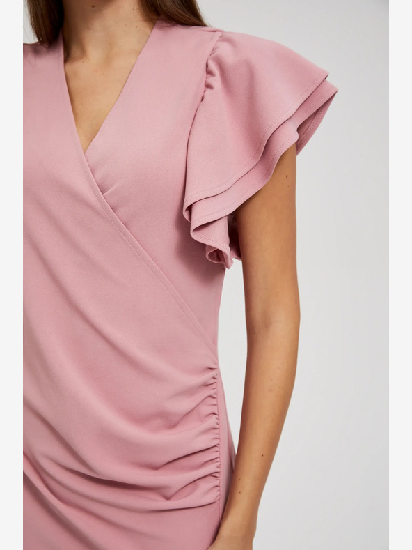 Moodo Rosa Kleid mit Rüschen an den Ärmeln Moodo