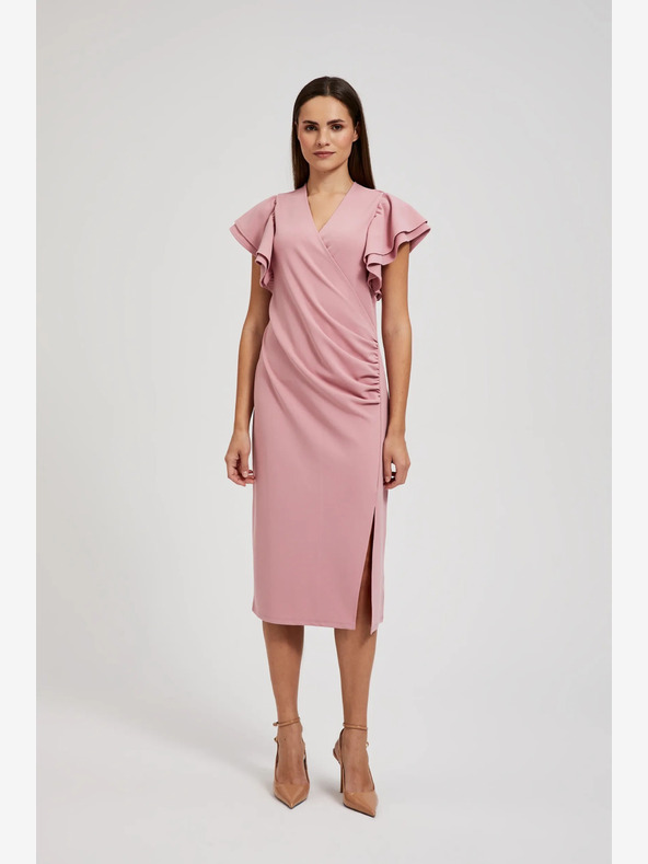 Moodo Rosa Kleid mit Rüschen an den Ärmeln Moodo