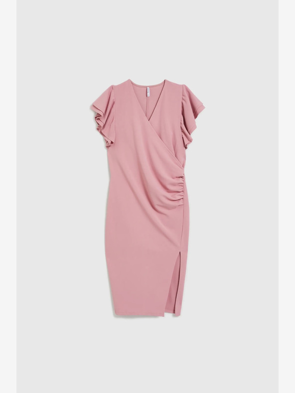 Moodo Rosa Kleid mit Rüschen an den Ärmeln Moodo