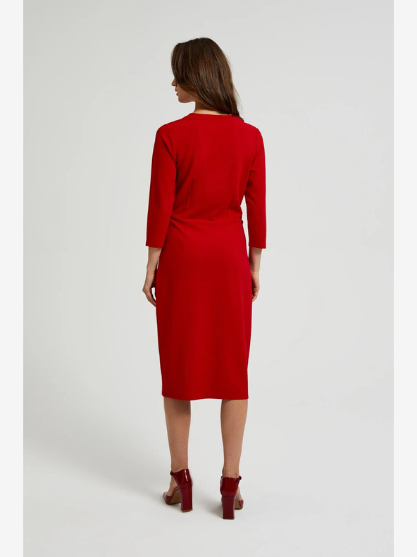 Moodo Rotes Midikleid mit Rüschen Moodo