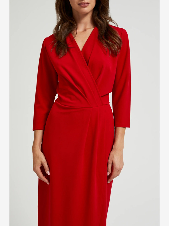 Moodo Rotes Midikleid mit Rüschen Moodo