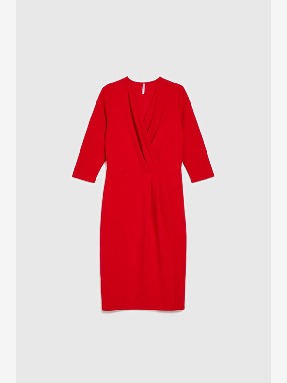 Moodo Rotes Midikleid mit Rüschen Moodo