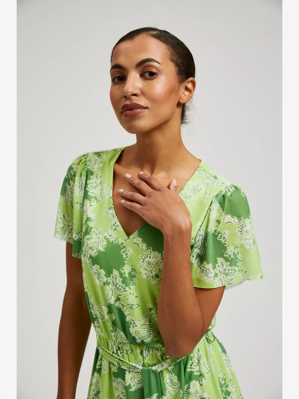 Moodo Grün gemustertes Kleid Moodo