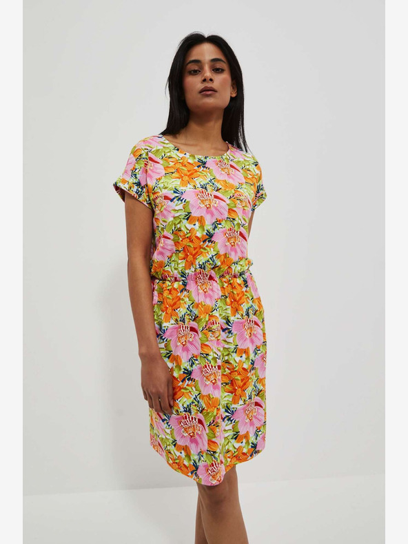 Moodo Orange geblümtes Kleid Moodo