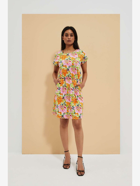 Moodo Orange geblümtes Kleid Moodo