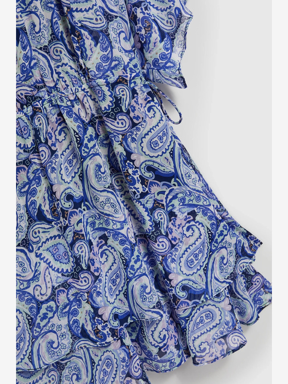 Moodo Blau gemustertes knielanges Kleid Moodo